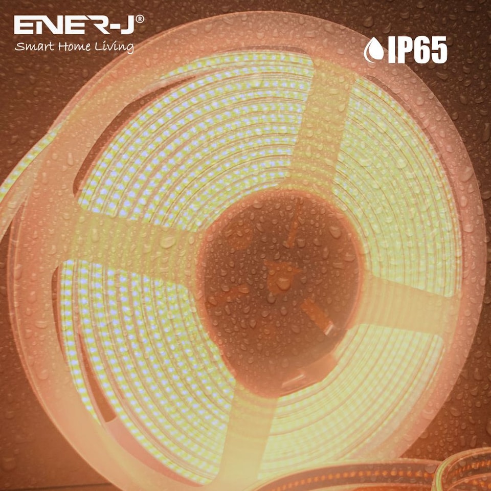 image 1 of 24V COB LED Strip Lights with 320 LEDs M, 10W M, 1020lm M, CRI 90-92, 30m Roll, 3000K, IP65