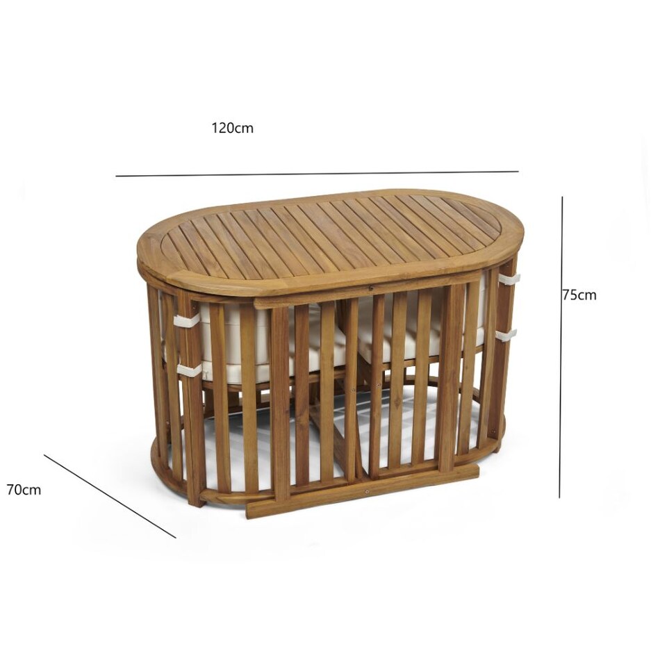 image 1 of Greenhurst Chiltern Compact 2-Seater Dining Set – Acacia Wood with Cushions