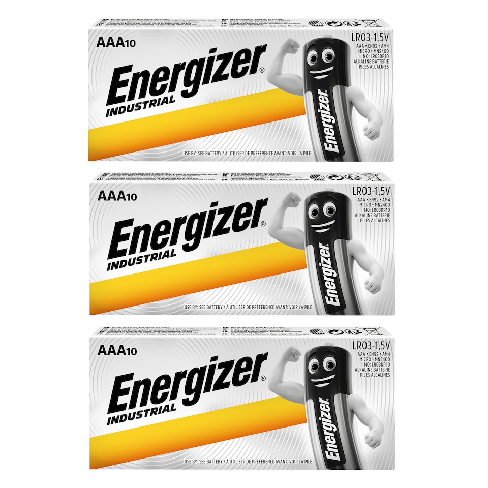 Energizer AAA Industrial Batteries - Pack of 10 | Chrome | AAA | 30