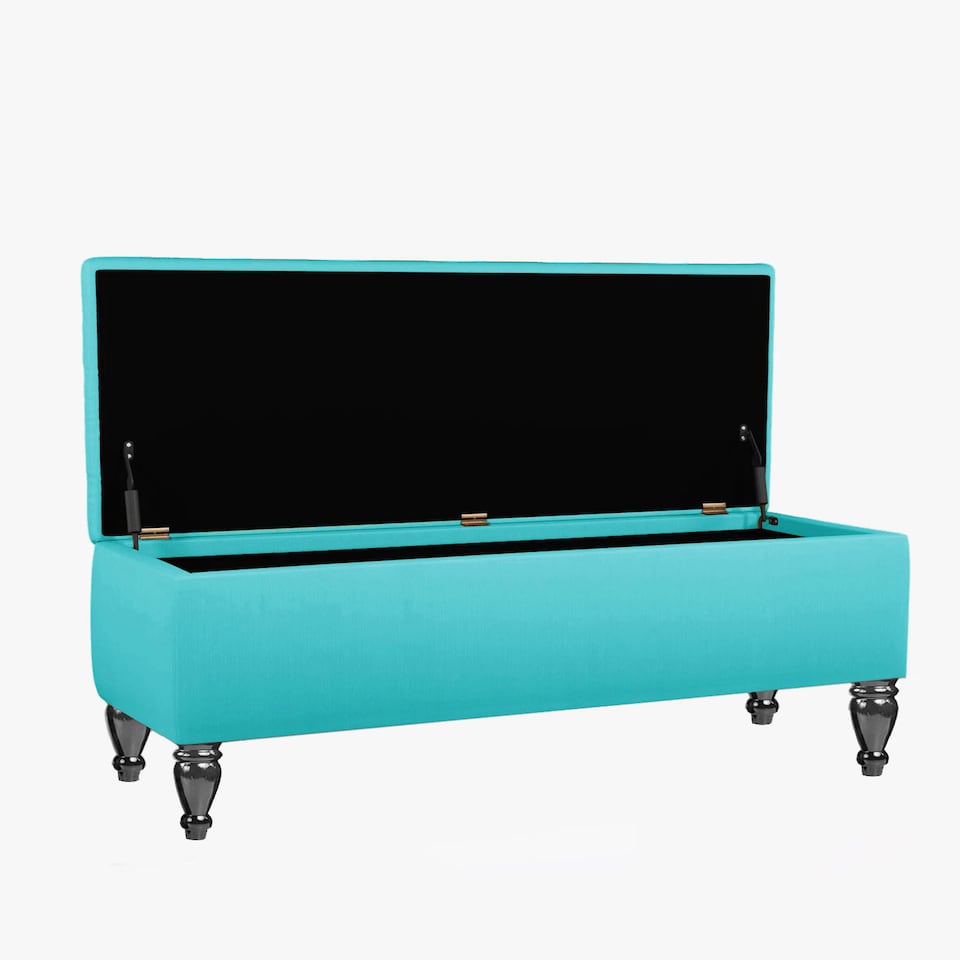 image 1 of Lisbon Plain 180cm Ottoman Storage Bench - Plush Velvet Shoe Bench - Teal Upholstery Footstool with Storage