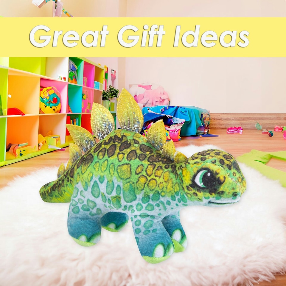 image 1 of Dinosaur Stegosauras Soft Toy Dino Plush Cuddly Soft Fluffy Plushie 30cm Green