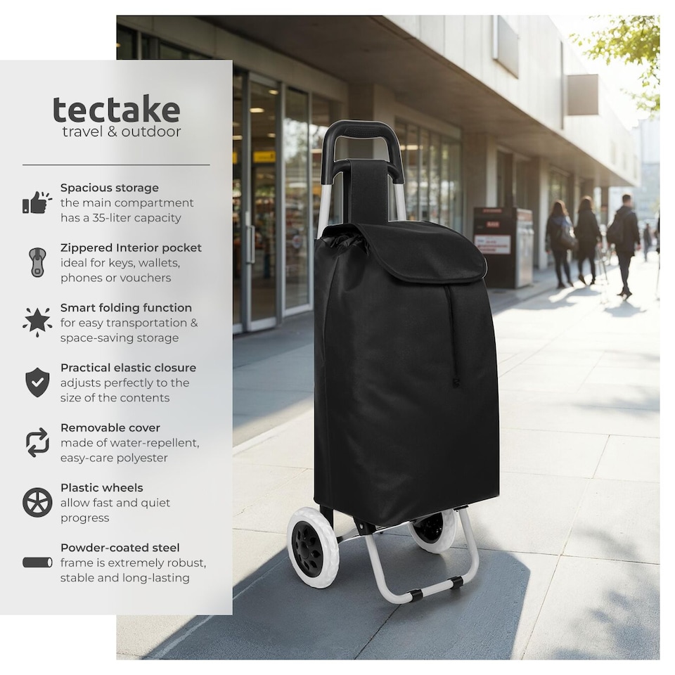 image 1 of Shopping Trolley - folding, removable cover, smooth running wheels | Black | black | 20 x 35 x 50 cm | 1