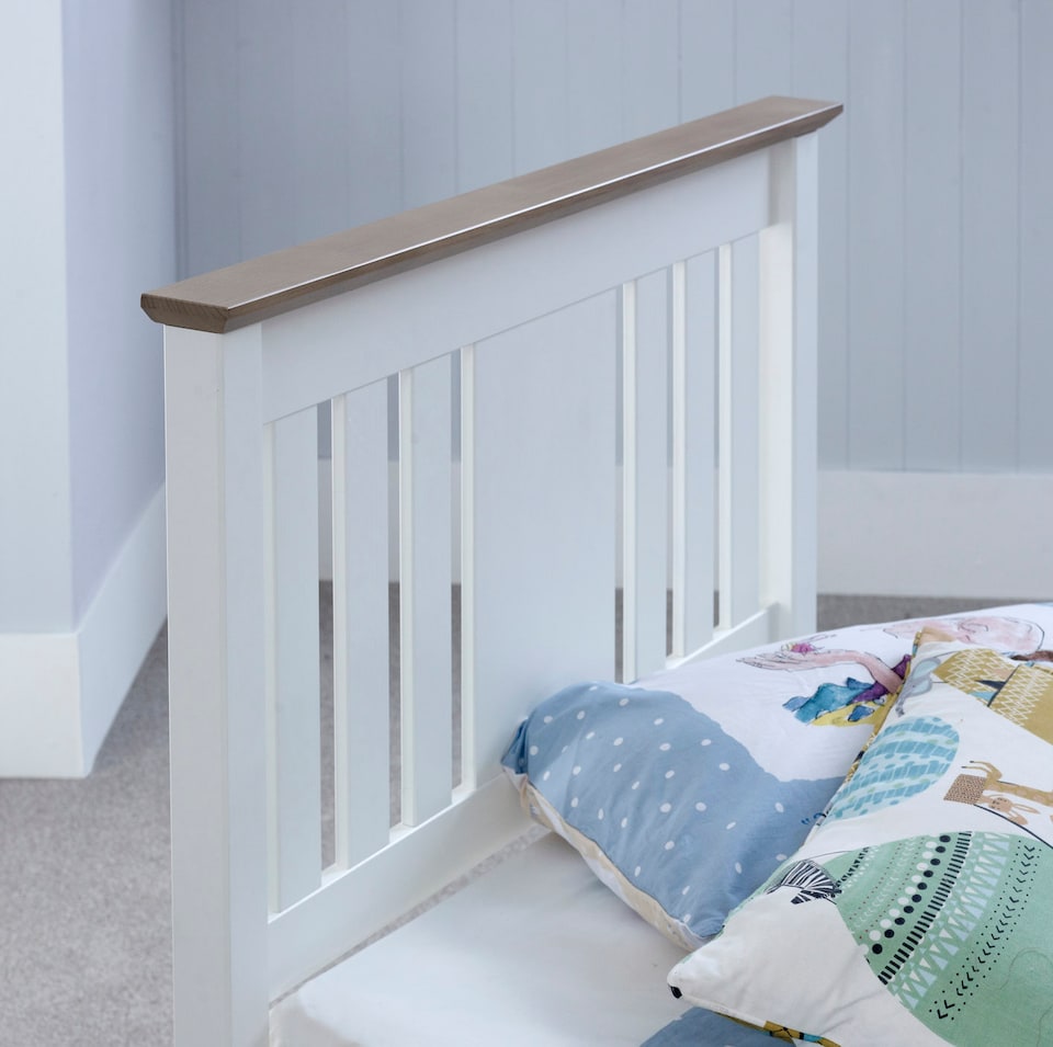 image 1 of 3ft Single Pure white,wood,wooden low foot end, bed frame.Shaker style