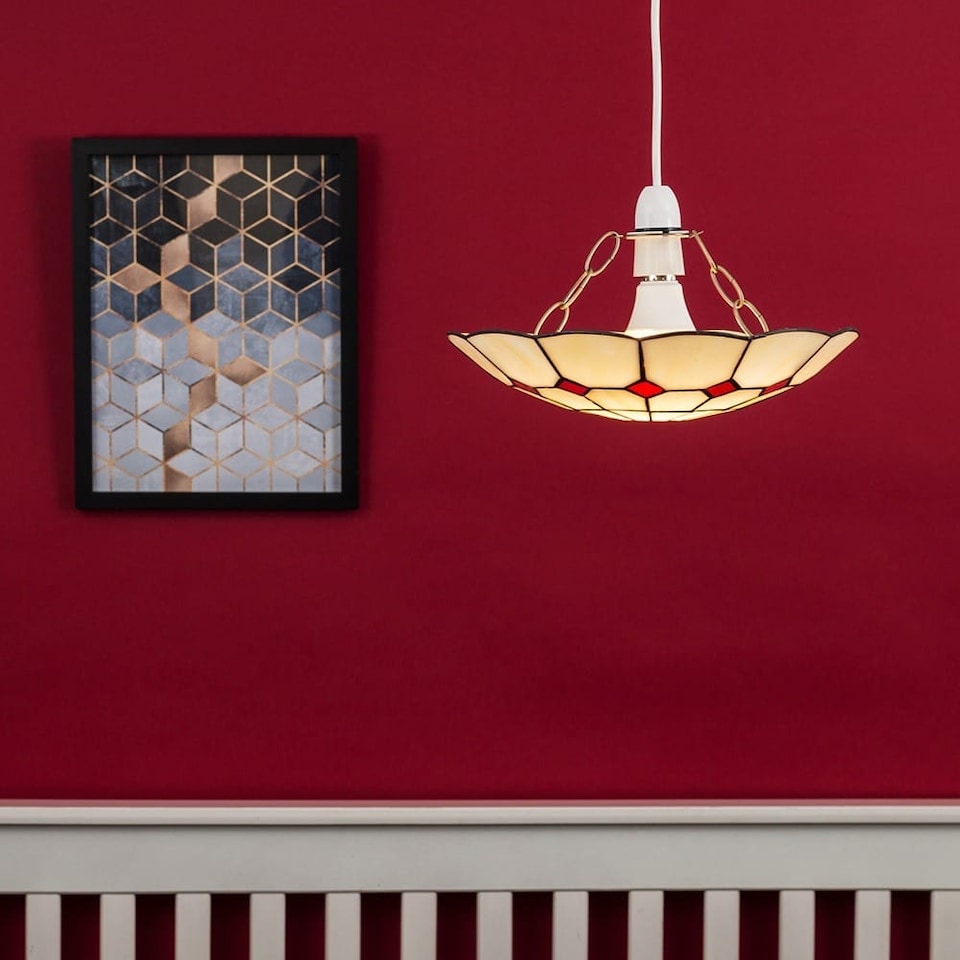 image 1 of ValueLights Cortez Red Ceiling Pendant Shade | Cream