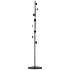 HOMCOM Steel Coat Stand Rack Marble Base 8 Hook for Living Room Entryway,Black