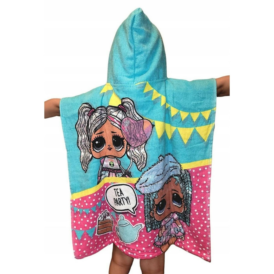 image 1 of LOL Surprise Happy Day Cotton Hooded Towel - Blue/Pink - 110cm x 55cm
