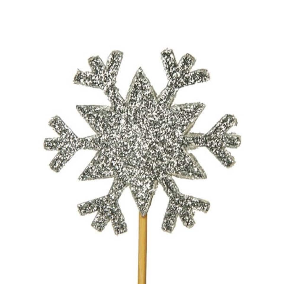image 1 of Anniversary House Glitter Snowflake Cupcake Toppers Silver