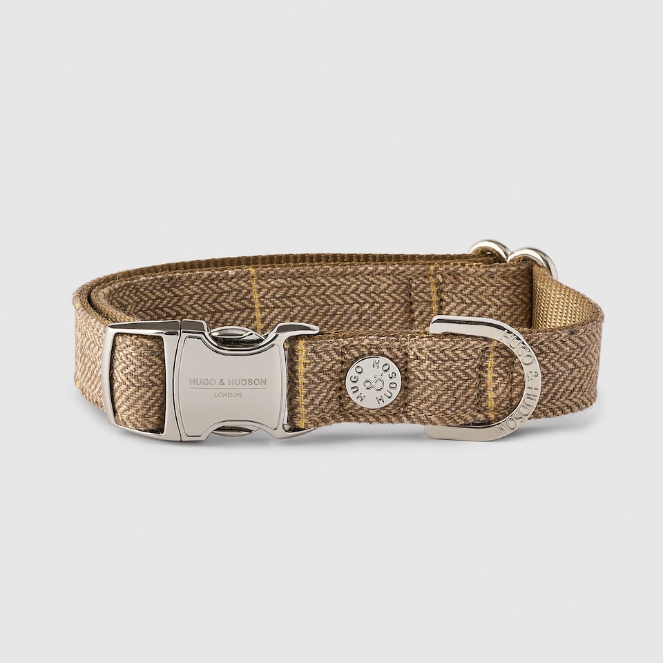 image 1 of Caramel Checked Luxury Tweed Dog Collar