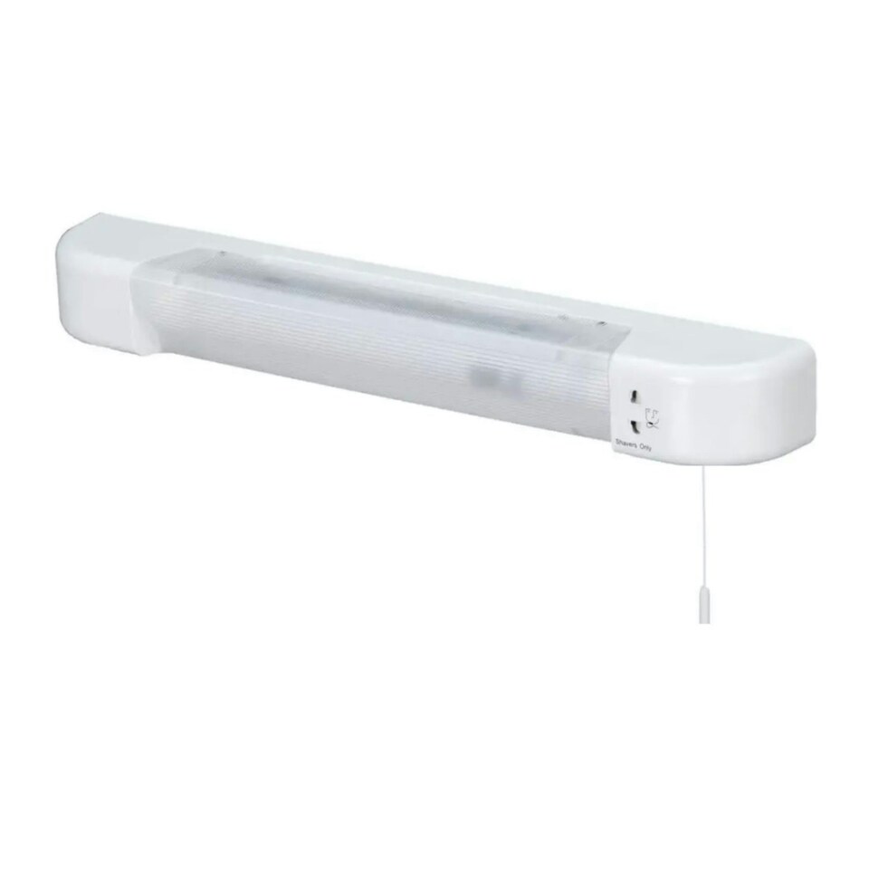 image 1 of Set of 2 White - Chrome Bathroom Shaver Lights White | White
