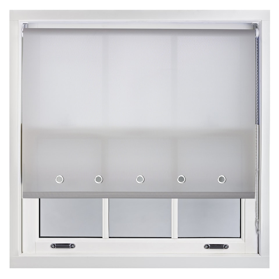 image 1 of FURNISHED Roller Blinds Daylight Round Eyelet Light Filtering Easy Fit Trimmable Window Blind | Grey | Grey | (W) 205cm x (L) 165cm