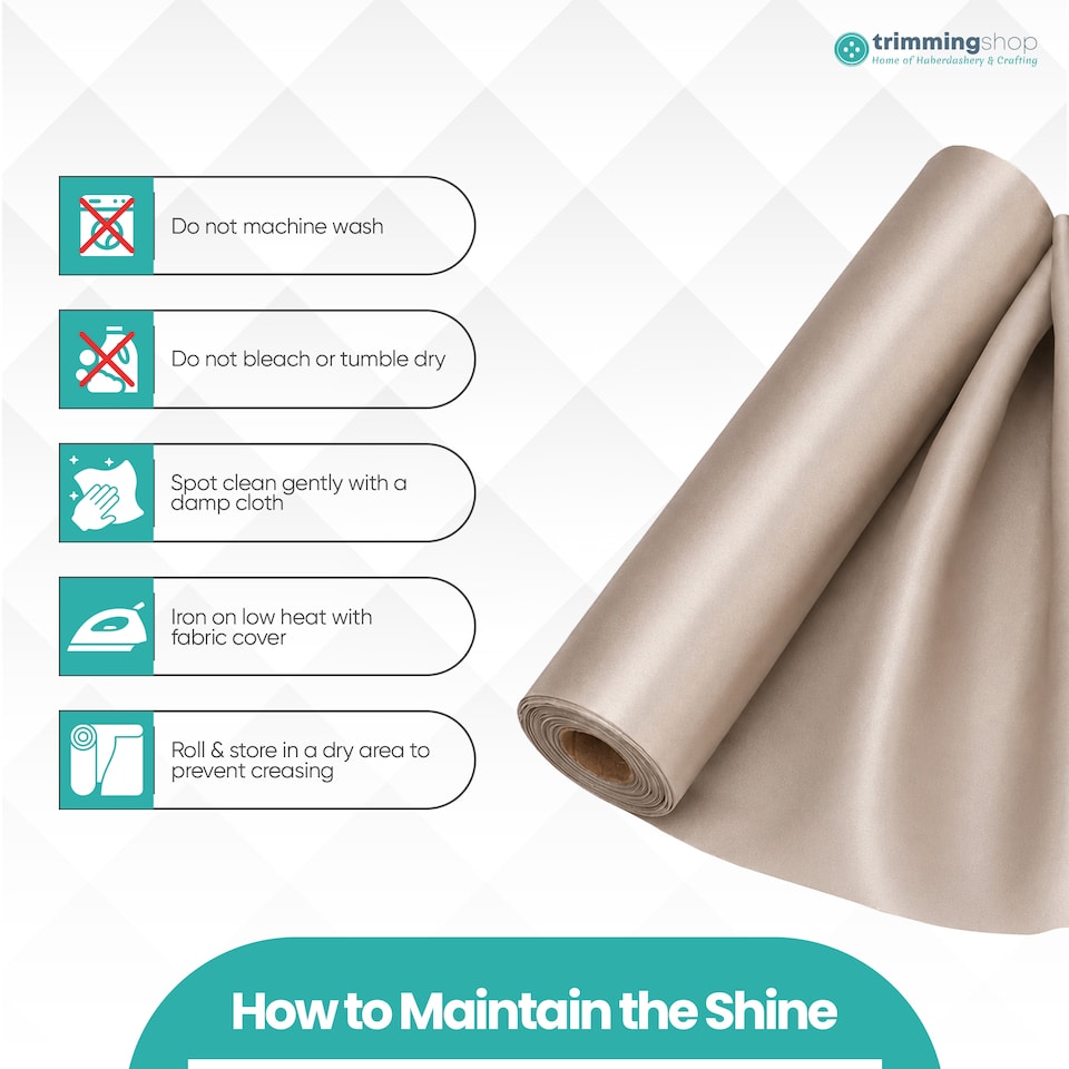 image 1 of Satin Fabric Roll, Silky & Shiny, Soft Polyester Roll - 29cm x 20m