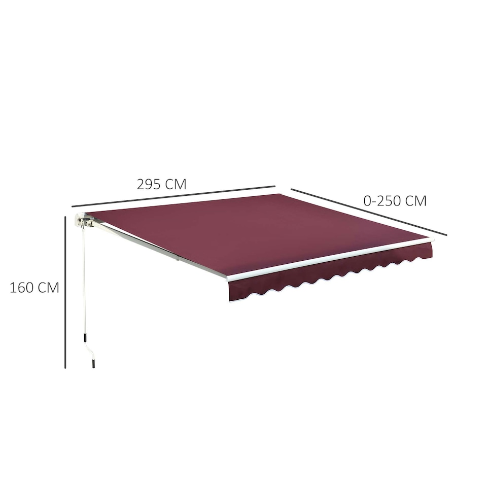 image 1 of Outsunny Sun Shade Canopy Retractable Awning, 3x2.5m, Wine Red Red