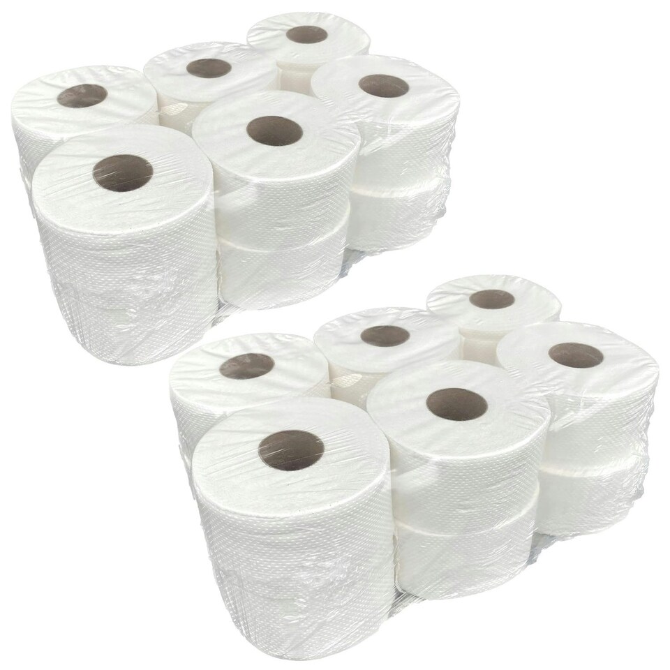 image 1 of Pack Of 6 Highly Absorbent White Embossed 2ply Centre Feed Paper Rolls