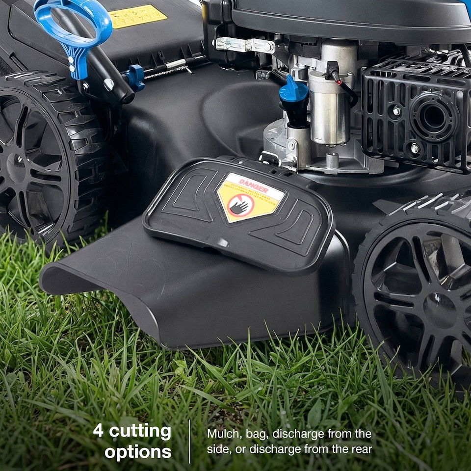 image 1 of Hyundai Cordless 20 Inch 51cm Self-Propelled Petrol Lawnmower, Electric Start, 196cc HYM20200SPEX