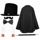 image 1 of Magician Fancy Dress Costume Kit - 6 Piece Set Black | One Size