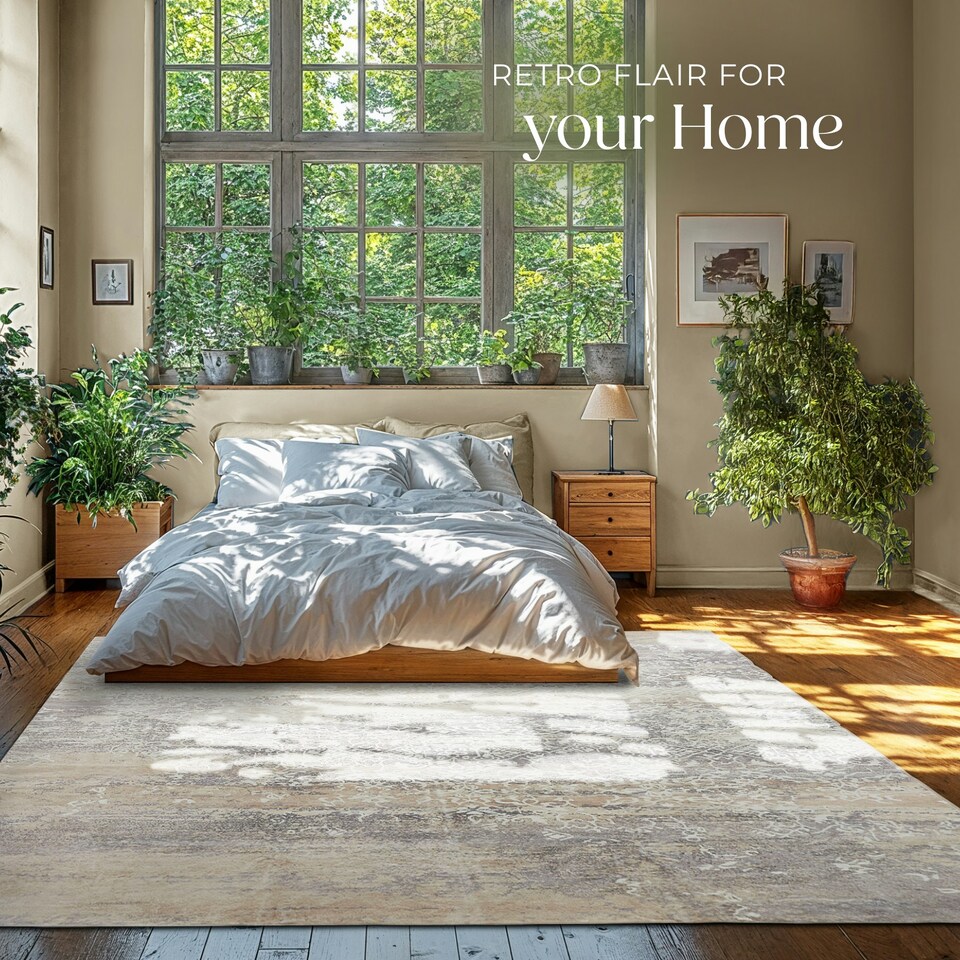 image 1 of Washable Rug Dalia - various sizes, faded pattern, easy-care short pile, non-slip Cream | 340 x 240 cm