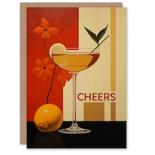 Cheers Floral Lemon Cocktail Party For Her Birthday Card