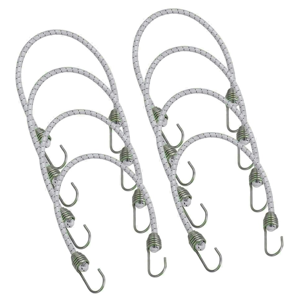 image 1 of 8pk 30" Bungee Rope With Stainless Steel Hooks Cords Shock Elastic Marine Boat