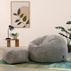 image 3 of icon Kingston Cord Adults Bean Bag Chair and Pouffe, Ready Filled Beanbag and Footstool Grey Grey | Grey