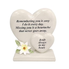David Fischhoff Double Heart Memorial Plaque 19 x 18cm - Dad