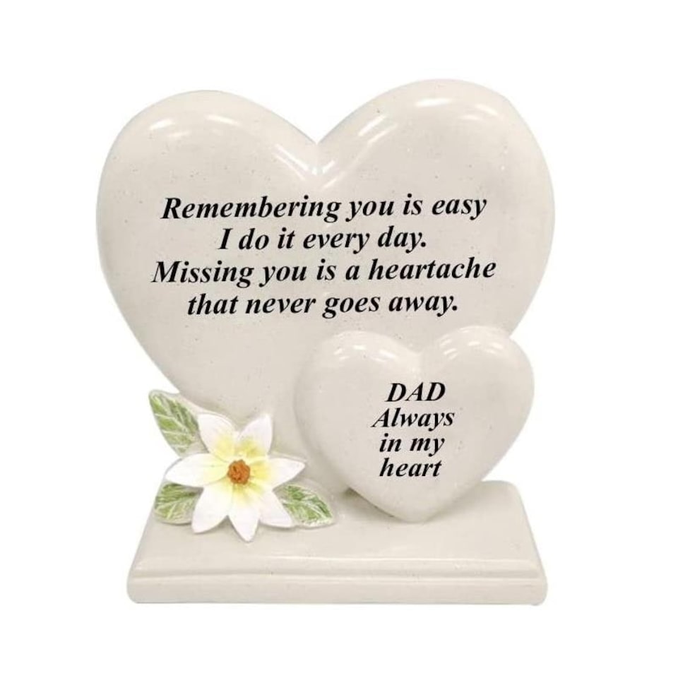 David Fischhoff Double Heart Memorial Plaque 19 x 18cm - Dad