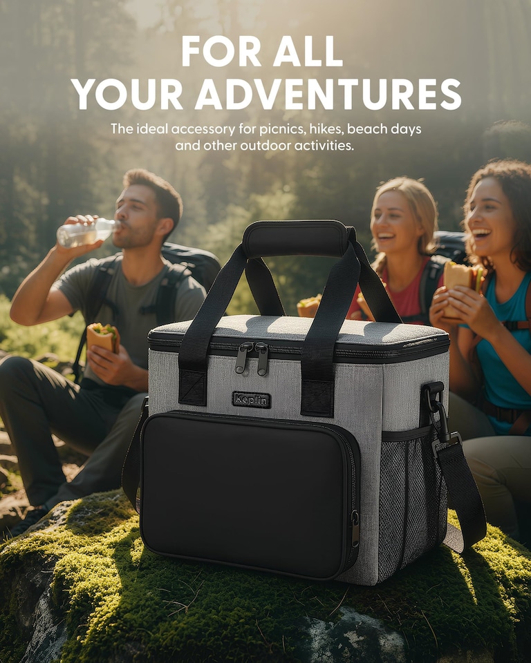 image 1 of Keplin Insulated Cooler Bag with Freezer Block Waterproof and Leak Resistant