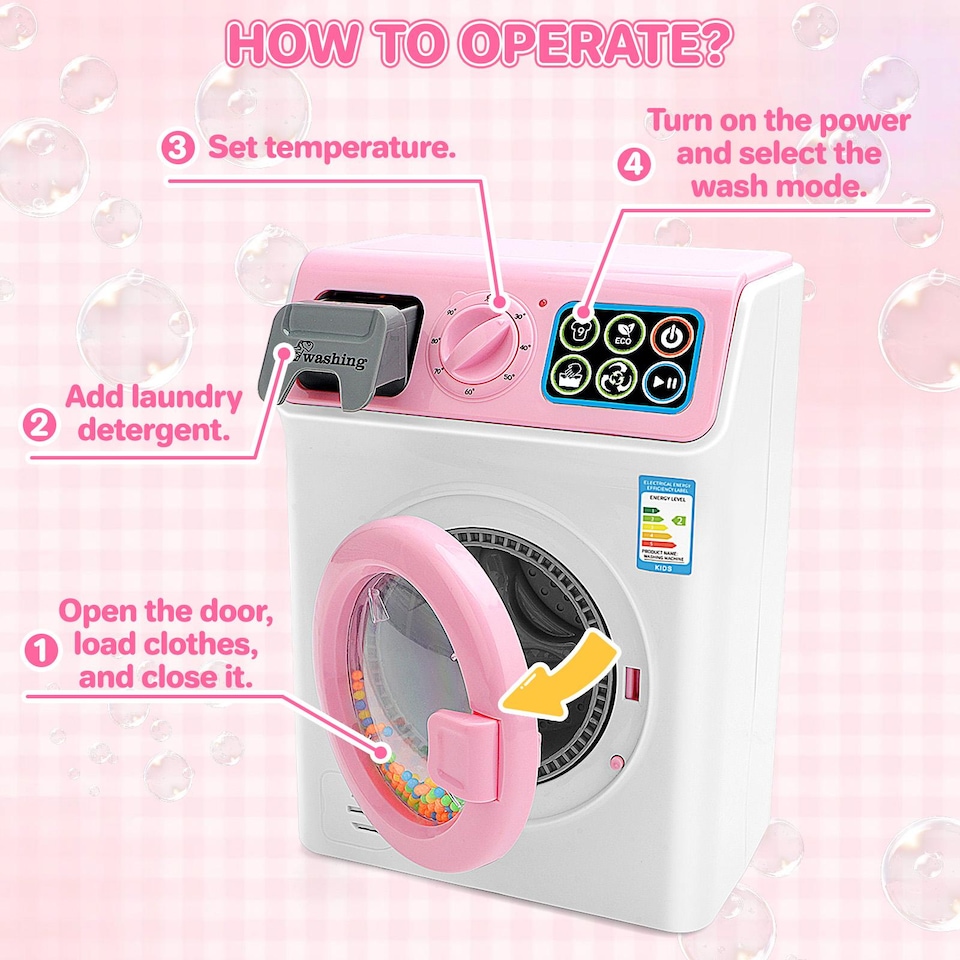 image 1 of Kids Washing Machine Toy with Sounds