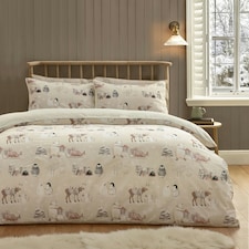 Catherine Lansfield Winter Friends Sherpa Duvet Cover Set Natural Cream | Natural | Single