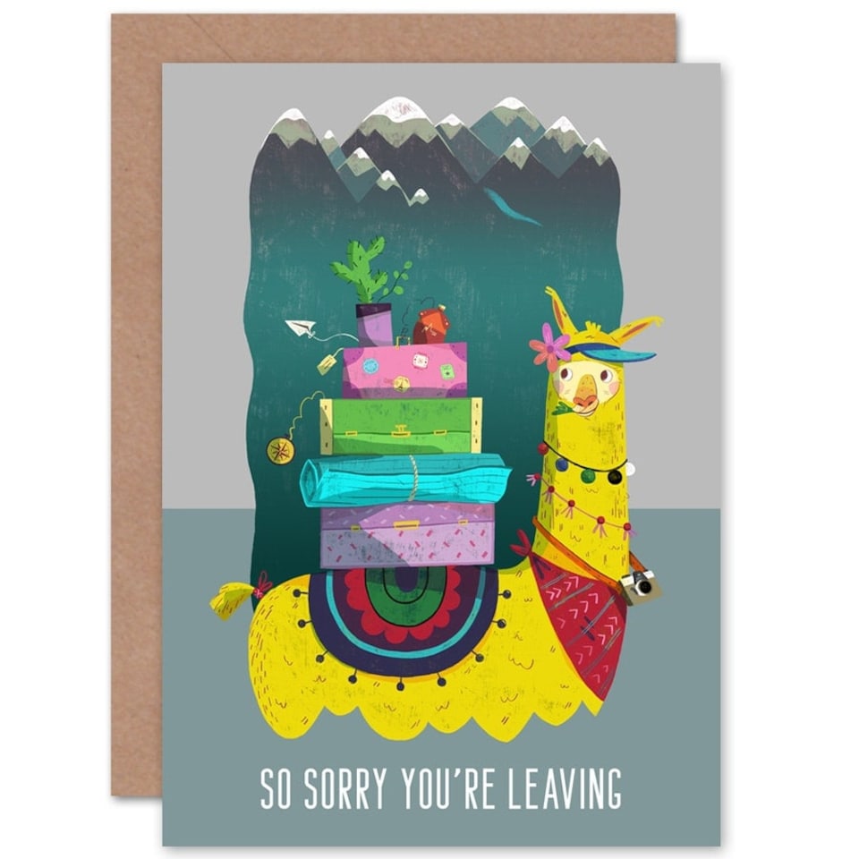 image 1 of Sorry You're Leaving Llama Goodbye Card