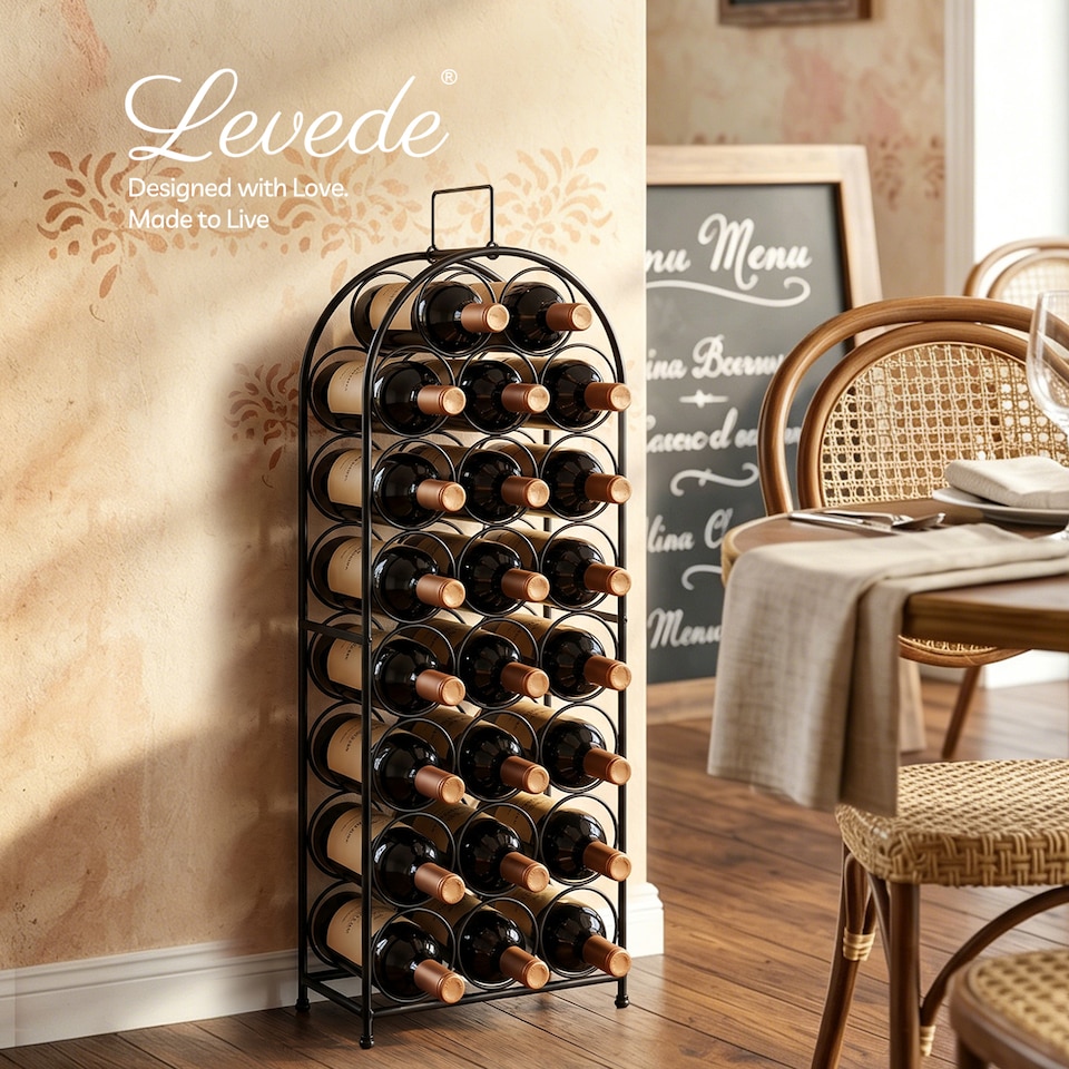 image 1 of Levede Wine Rack 23 Bottles Freestanding Storage Organiser Stand Home Black
