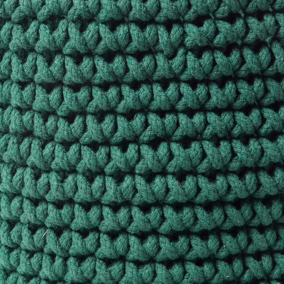 image 1 of Homescapes Forest Green Cotton Knitted Round Storage Basket - 42 x 37cm Green | L