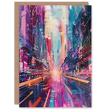 Vibrant Japan Abstract Tokyo City Him Her Birthday Card