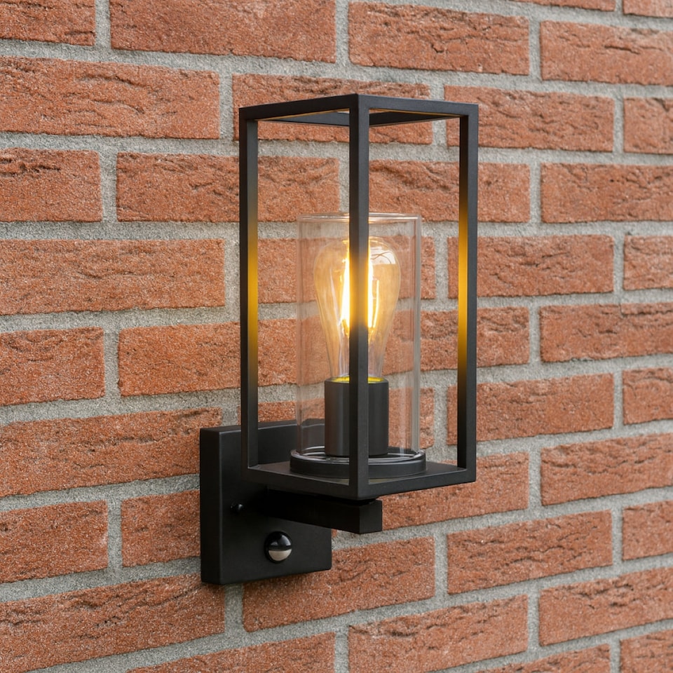 image 1 of CGC CHLOE Outdoor Wall Lantern Black with PIR Motion Sensor IP54