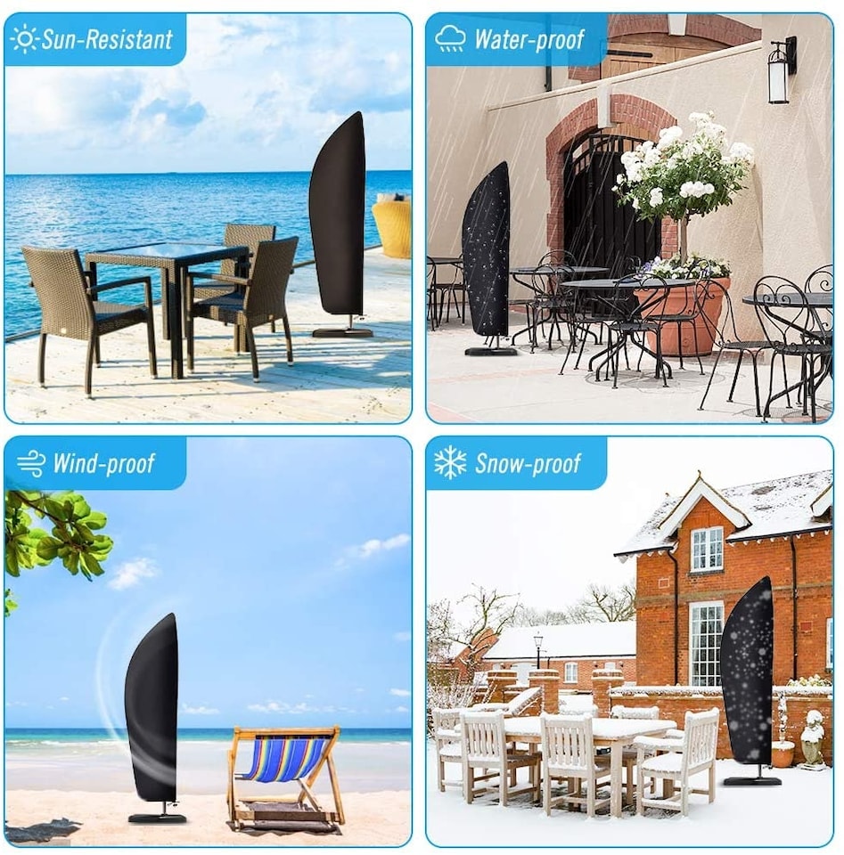 image 1 of Premium Banana Umbrella Cantilever Parasol Cover Garden Patio Waterproof Outdoor | Grey