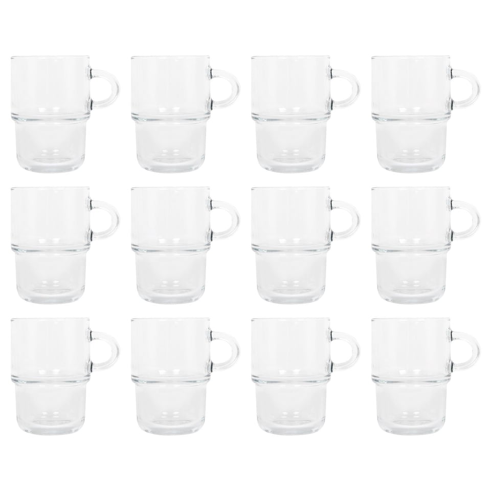 image 1 of LAV Cozy Stacking Glass Coffee Cups - 350ml - Pack of 12 | Clear | Clear