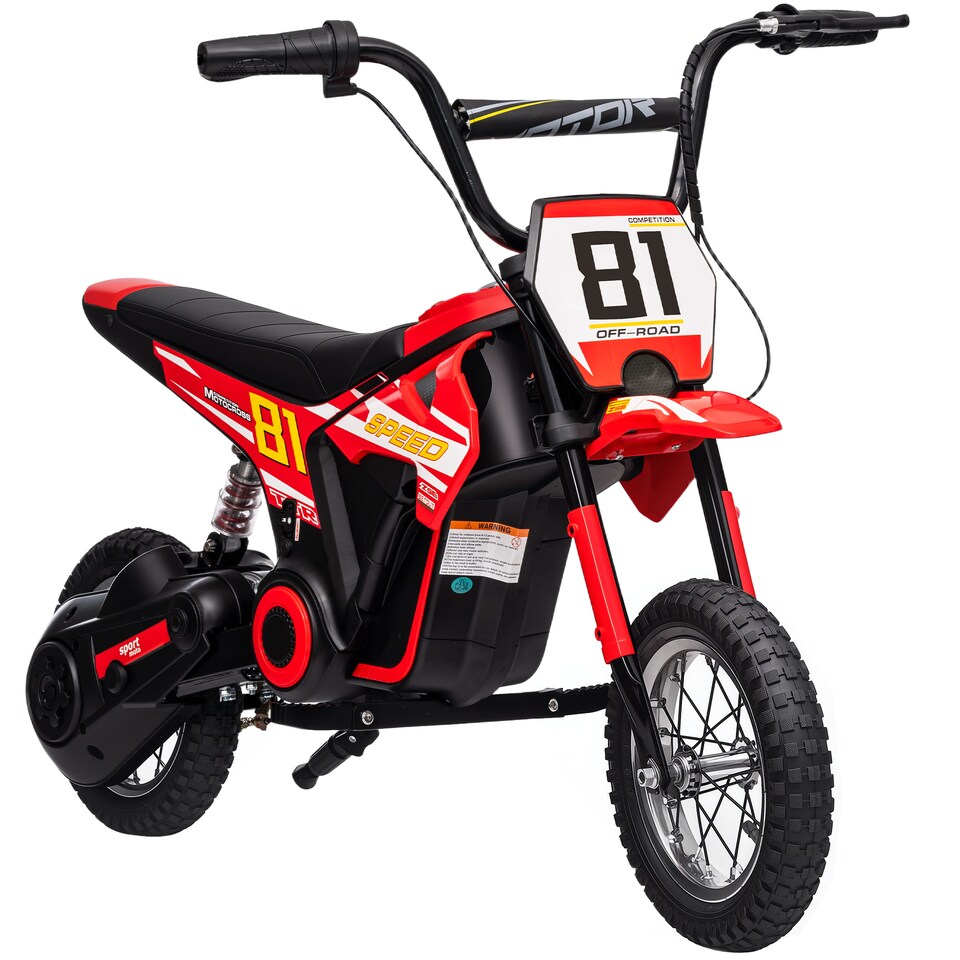 image 1 of AIYAPLAY Kids Electric Motorbike, 24V Battery Powered Dirt Bike with 250W Motor, 6-16km/h, 7AH Batteries, 12" Inflatable Tires and Rear Suspension, Ride On Motorcycle for 8-12 Years Old | Red