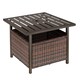 image 1 of Outsunny Rattan Garden Coffee Table, 55.5 cm Square Wicker Patio Side Coffee Table with 4 cm Umbrella Hole, Metal Bottom and Slatted Top for Outdoor, Balcony, Brown