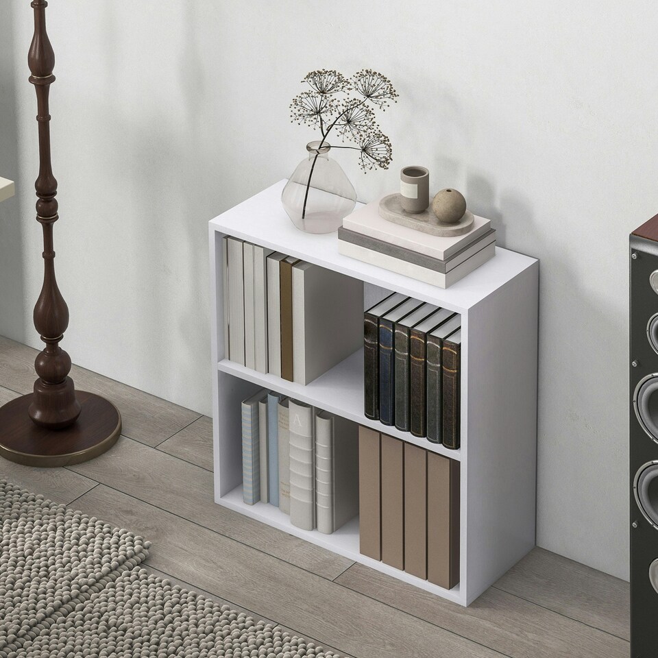 image 1 of HOMCOM Bookshelf Display Storage Shelf with 2 Compartments White
