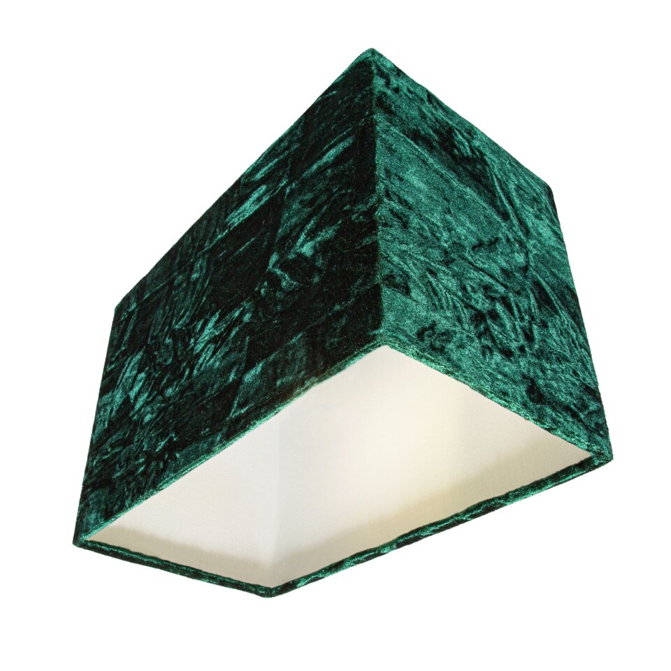 image 1 of Contemporary Designer Forest Green Crushed Velvet Fabric Rectangular Lamp Shade | Green