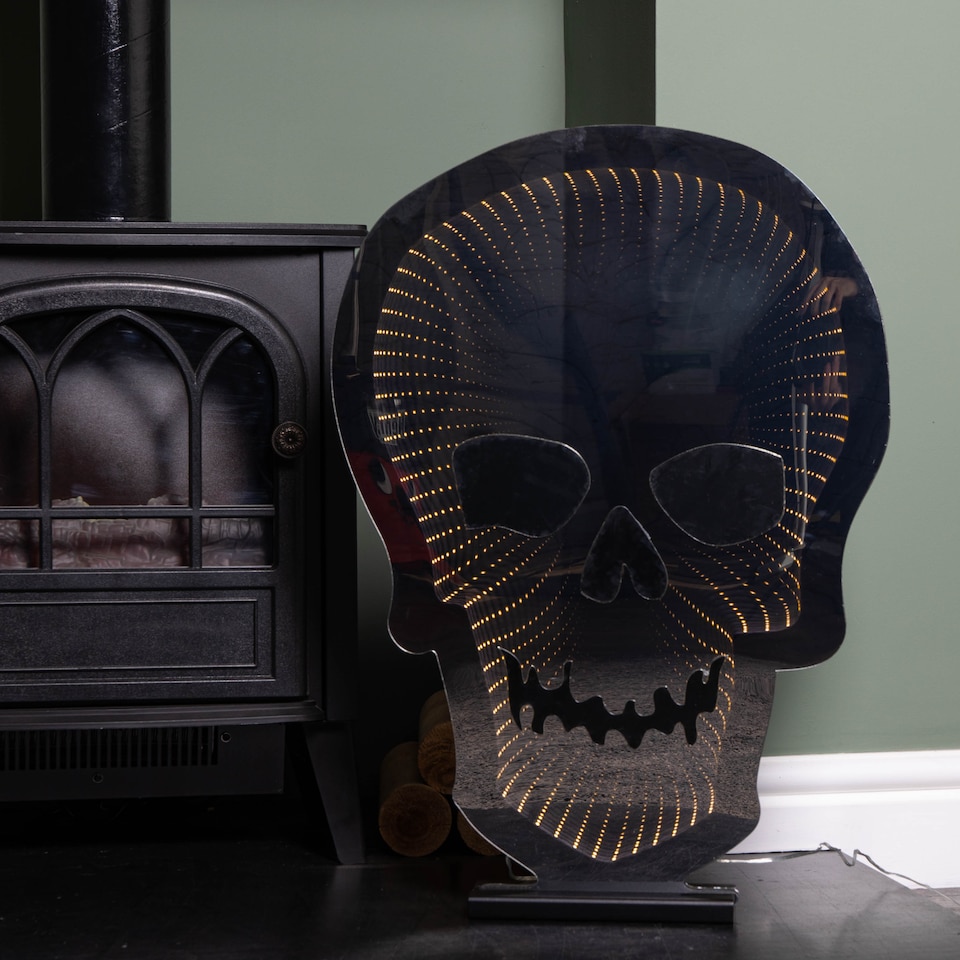 image 1 of 60cm Light up Halloween Skull Infinity Decoration with Warm White LEDs