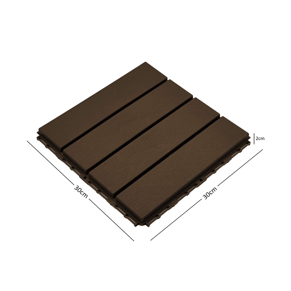 image 1 of Polydeck PVC Interlocking Decking Tiles - Brown | Brown | Pack of 36