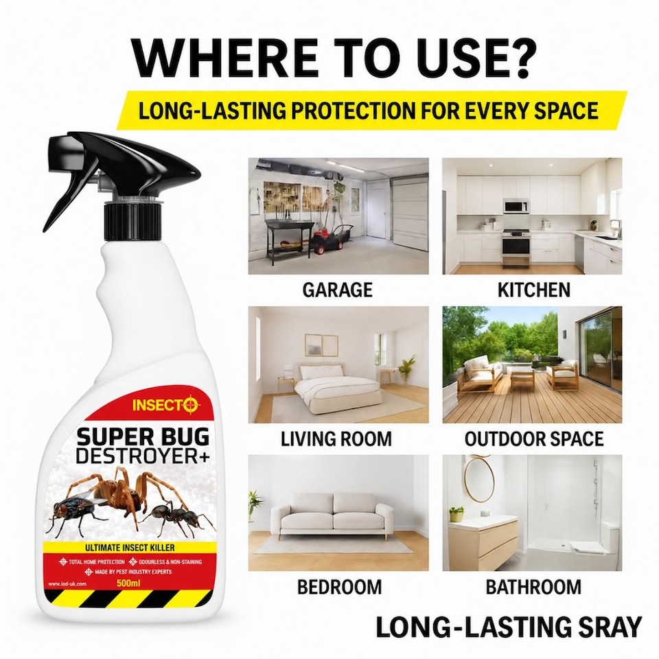 image 1 of Super Bug Destroyer+ 500ml Spider Killer Spray, Bed Bug Flea Fly Ant Moth Wasp Insect Killer, HSE 10669
