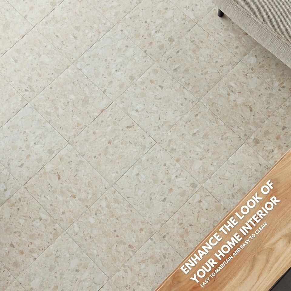 image 1 of NOVECRAFTO Vinyl Floor Tile – Self Adhesive 12x12 in – Desert Terrazzo – Peel & Stick for Kitchen, Bathroom & Living Room – Waterproof & Easy DIY | Brown | 3.72 sqm