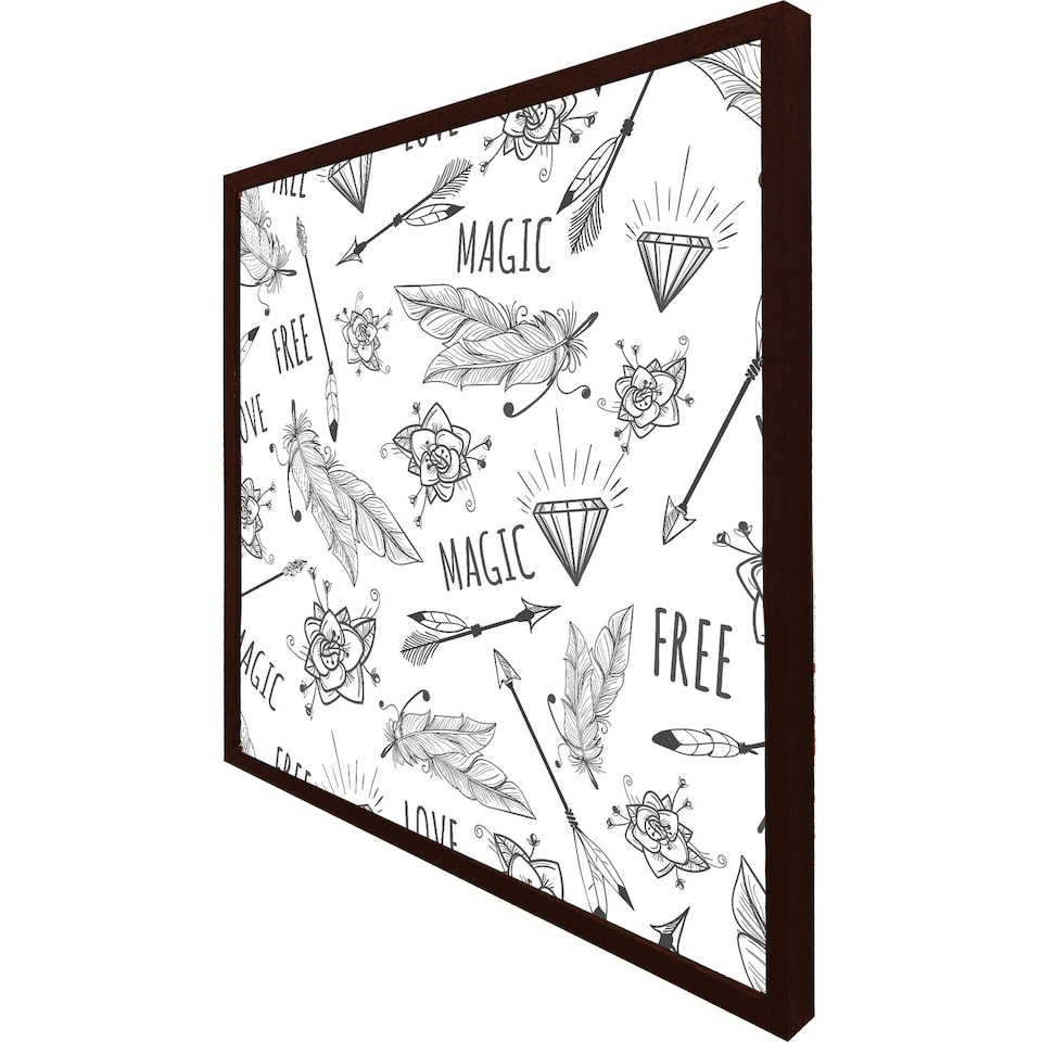image 1 of Tribal feathers arrows and diamonds (Picture Frame) Black | XL