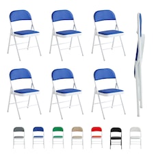 Set of 6 Folding Dining Chairs with Metal Frame and Padded Seats
