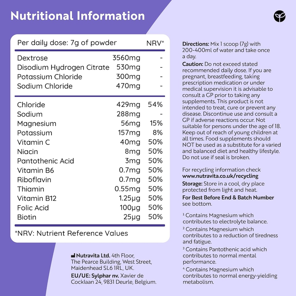 image 1 of Hydravive Rehydration Electrolytes Powder - Blackcurrant - High Strength Vitamin C & 8 B Vitamins: B1, B3, B5, B12 - Electrolyte Drinks - 250g
