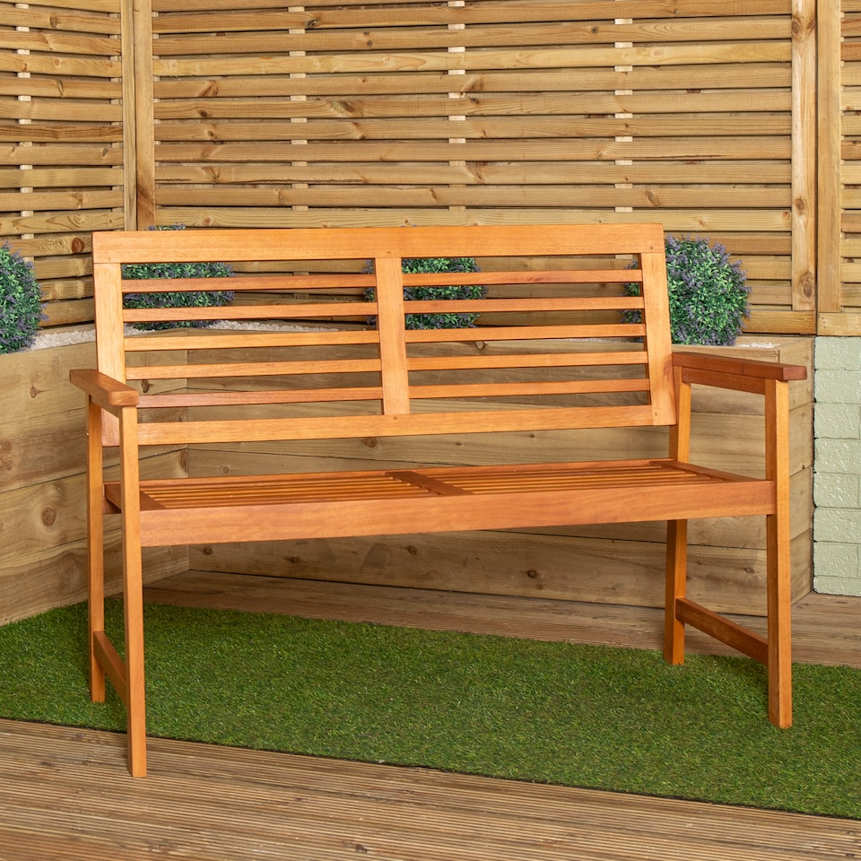 image 1 of Waimea 2 Seater Outdoor Wooden Garden Bench | Brown | Brown