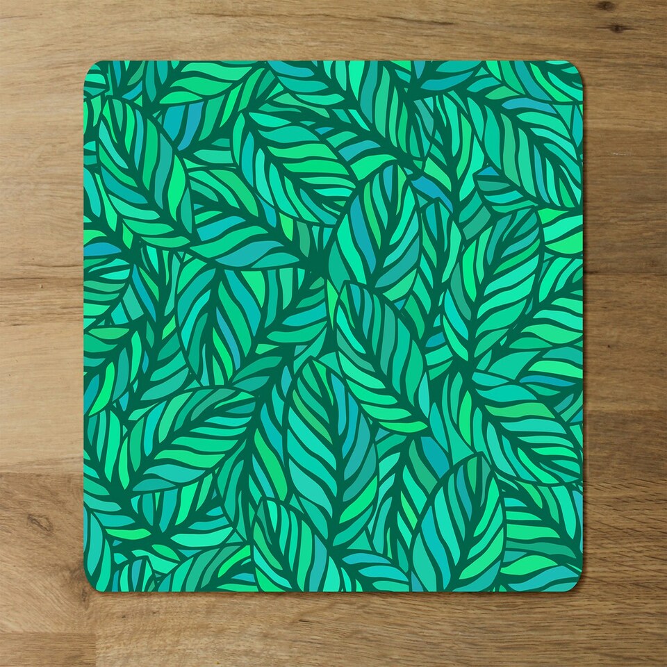 image 1 of Green Leaves Pattern (Placemat & Coaster Set)
