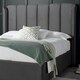 image 4 of 4ft6 Double Ottoman,Grey Velvet fabric upholstered,lift up,storage,tall winged bed frame. Gas lift up, Boutique Hotel style, tall headend board, wing back