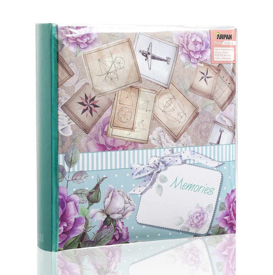 image 1 of ARPAN Large Slip In Memo Photo Album for 200 Photos 6x4" (10x15cm) – Picture Album with Memo Writing Space, Index Pages & CD/DVD Pocket – Memory Book for Family, Wedding & Travel Photos